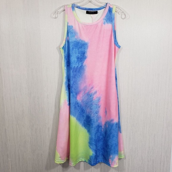 Zesica tie dye tank style dress with pockets woman's size small - Picture 1 of 9